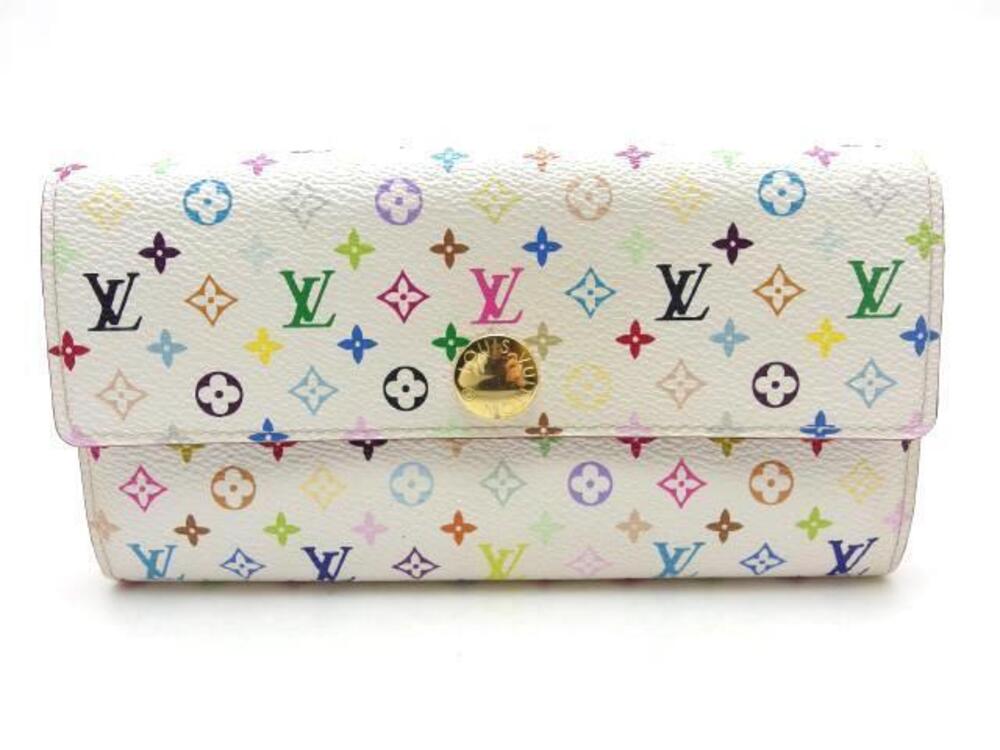 LOUIS VUITTON Portefeuille Sarah Multicolor Blanc White Long Wallet